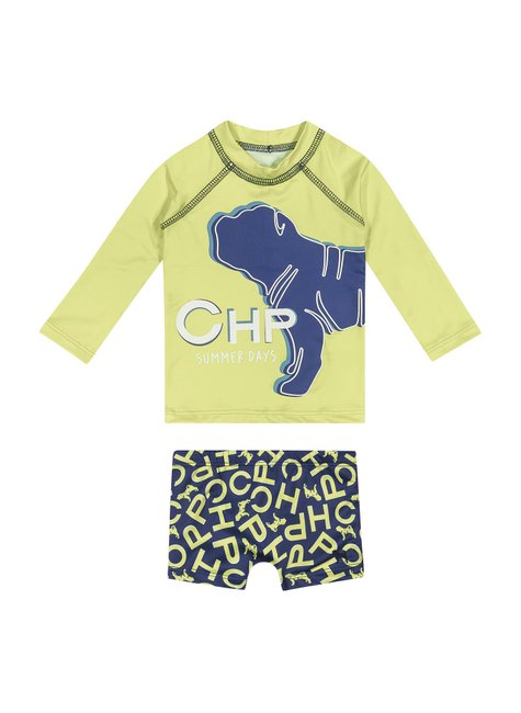 03 conjunto manga longa protecao uv estampa logo bebe menino charpey