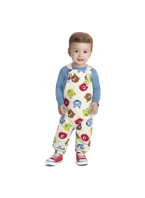03 conjunto jardineira ursinhos bebe menino alenice