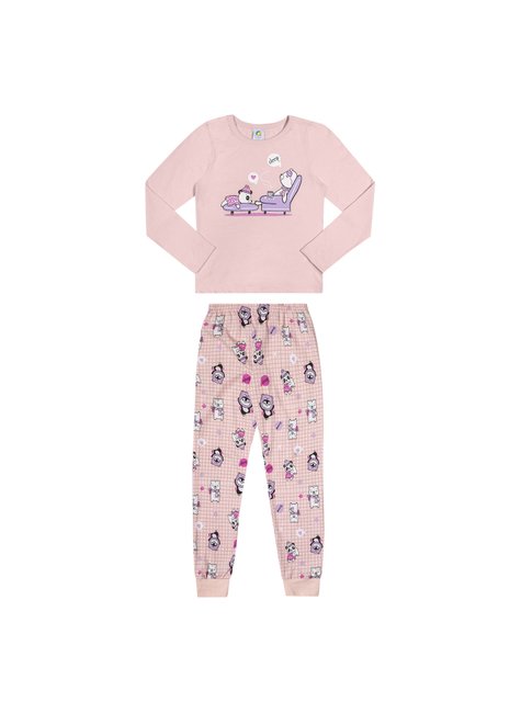 02 conjunto pijama urso brilha no escuro menina alenice