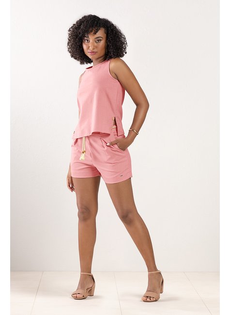 03 shorts em linho casual chic adulto feminino rezzato