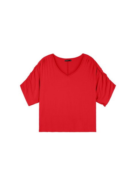 03 blusa mangas franzidas adulto plus feminino rezzato