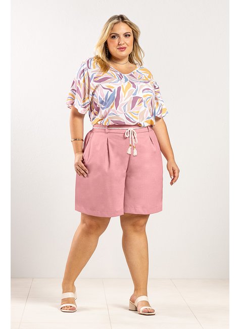 05 bermuda em linho classic adulto plus feminino rezzato