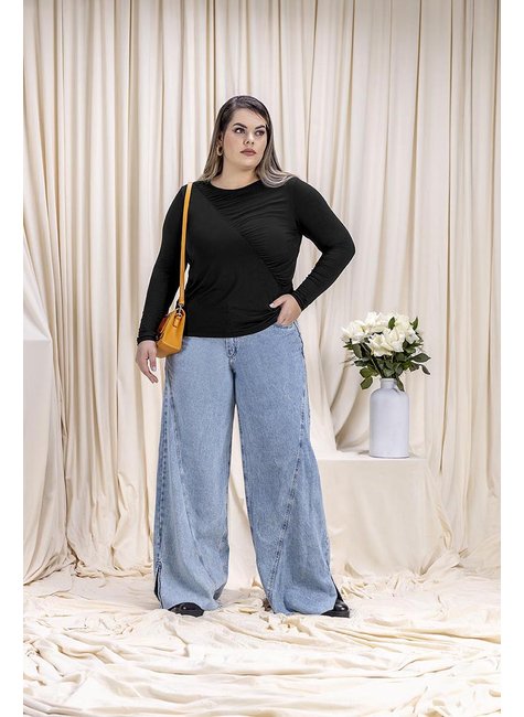 06 blusa detalhe de pregas plus size feminino rezzato