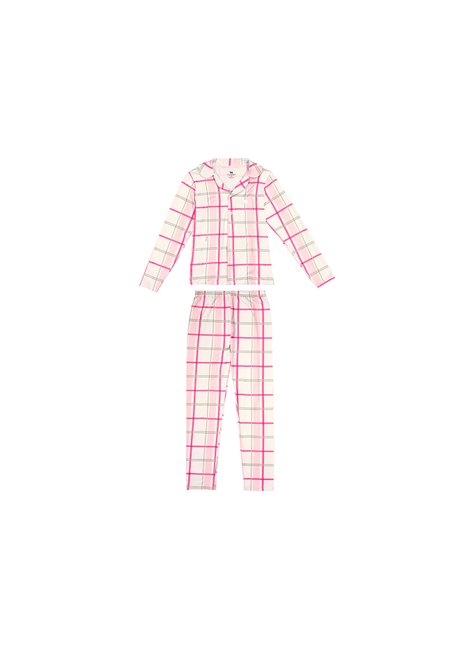 01 conjunto pijama longo xadrez sleepwear menina charpey