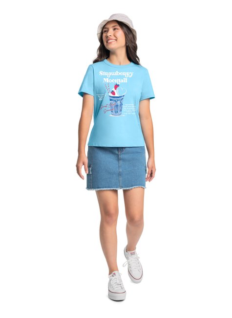 01 t shirt estampa strawberry mocktail rezzato teen feminino