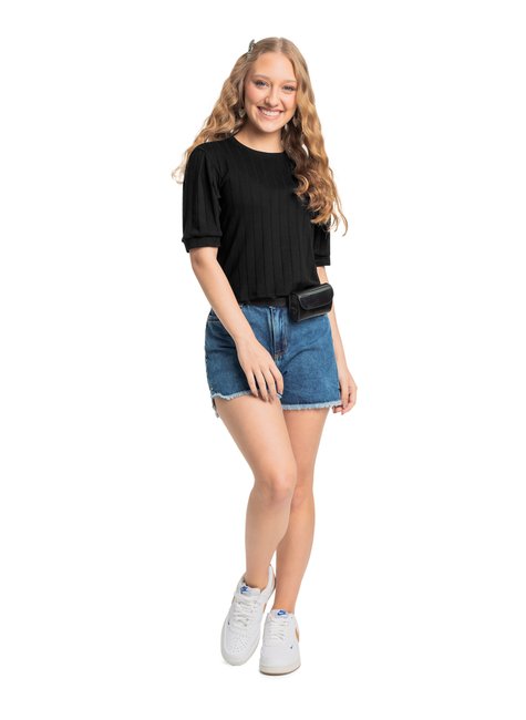 01 blusa canelada manga bufante rezzato teen feminino