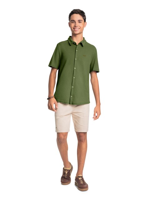 01 camisa texturizada lisa rezzato teen masculino