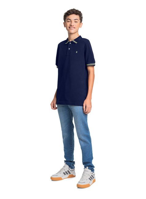 01 polo gola contrastante rezzato teen masculino