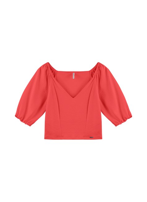 02 cropped manga bufante decote v rezzato adulto feminino