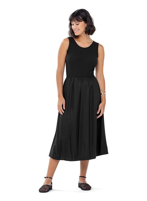 01 vestido midi com saia fluida rezzato adulto feminino
