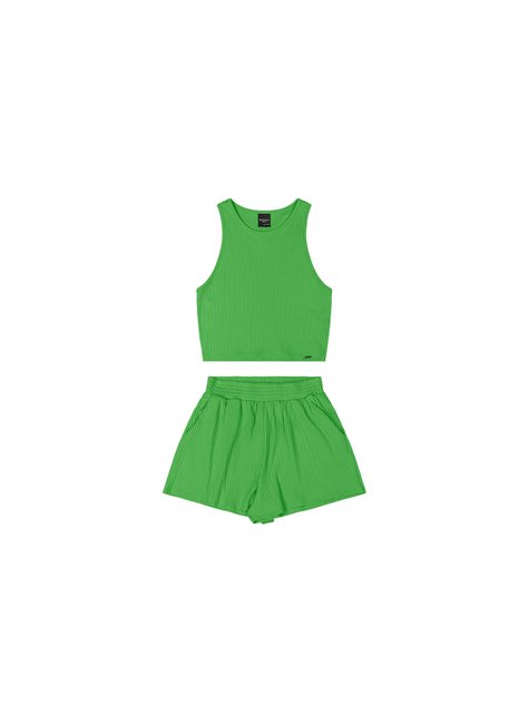 02 conjunto canelado cropped e shorts rezzato teen feminino