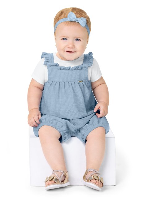 01 conjunto macaquinho com babadinhos menina alenice