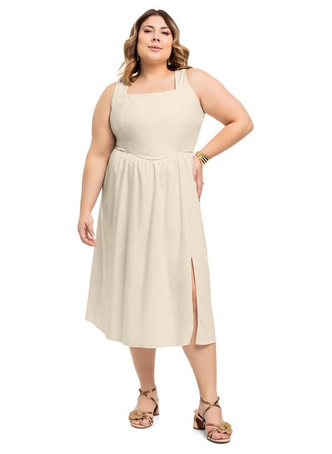 Vestido Midi Alças Largas Adulto Plus Size Feminino Rezzato